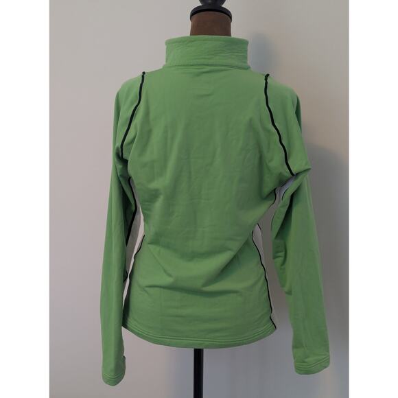 Descente 1/4 Zip Kelly Green White Stripe Ski Cycling Pullover Sweater Sz US 6 - Picture 2 of 7